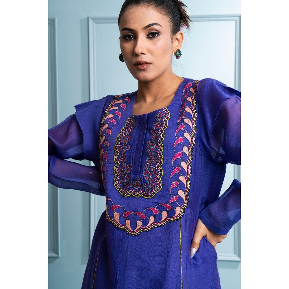 The White Tree Studio Blue Kalidas Kurta with Inner, Pant and Dupatta (Set of 4)