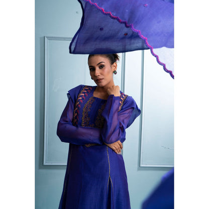 The White Tree Studio Blue Kalidas Kurta with Inner, Pant and Dupatta (Set of 4)