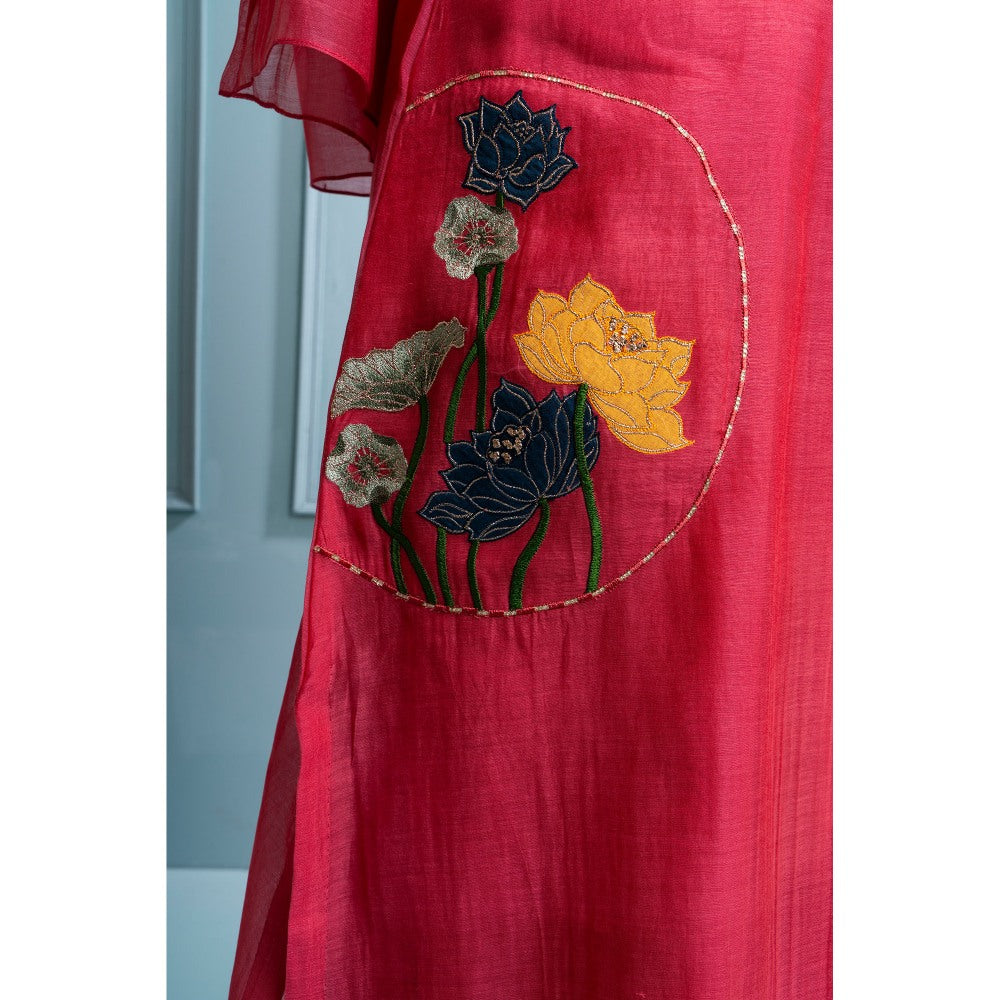 The White Tree Studio Pink Pintuck Kurta with Inner, Pant and Dupatta (Set of 4)