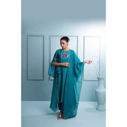 The White Tree Studio Teal Blue Kurta with Inner, Pant and Dupatta (Set of 4)