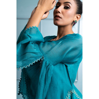 The White Tree Studio Teal Blue Kurta with Inner, Pant and Dupatta (Set of 4)