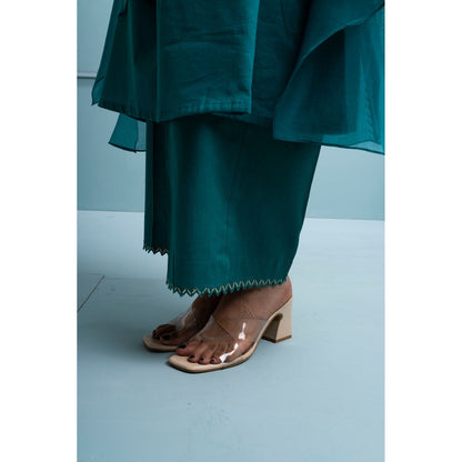 The White Tree Studio Teal Blue Kurta with Inner, Pant and Dupatta (Set of 4)