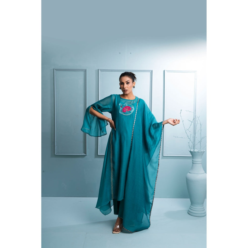 The White Tree Studio Teal Blue Kurta with Inner, Pant and Dupatta (Set of 4)