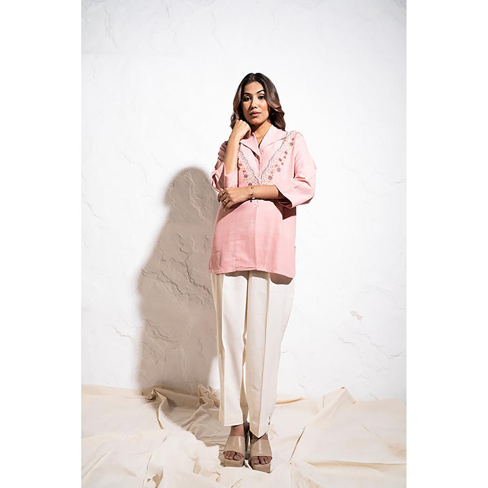 The White Tree Studio Handwoven Cotton Baby Pink Shirt Top