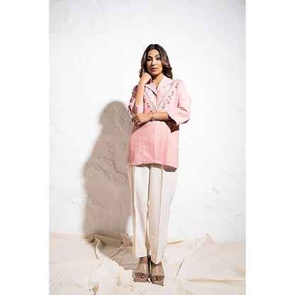 The White Tree Studio Handwoven Cotton Baby Pink Shirt Top