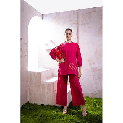 The White Tree Studio Raysa Pink Top With Flared Pants