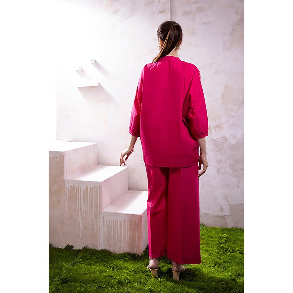 The White Tree Studio Raysa Pink Top With Flared Pants