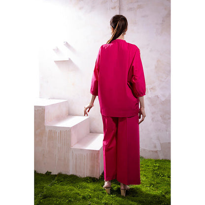 The White Tree Studio Raysa Pink Top With Flared Pants