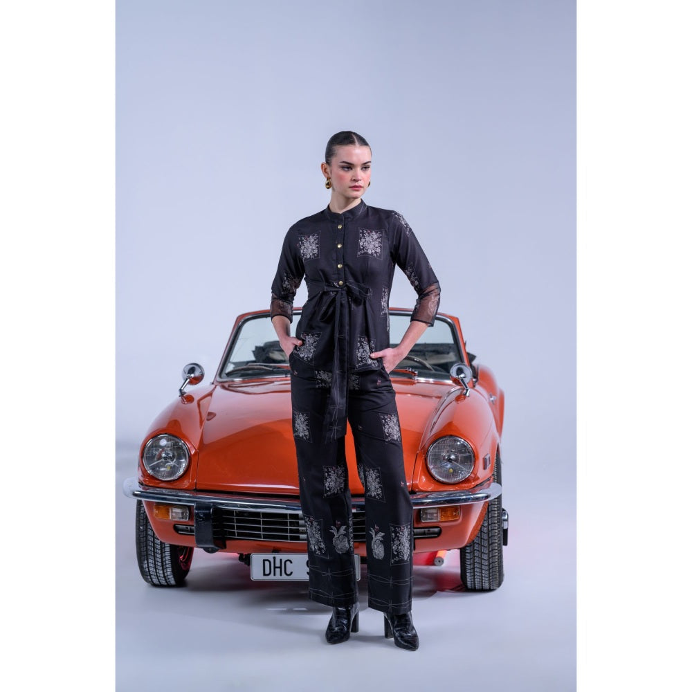 The Dramebaaz Company Ink Ivy Black Printed Co-Ord (Set of 2)