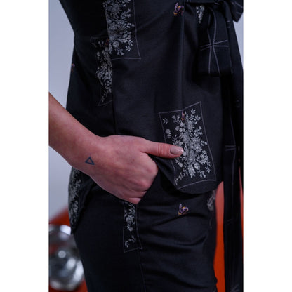 The Dramebaaz Company Ink Ivy Black Printed Co-Ord (Set of 2)