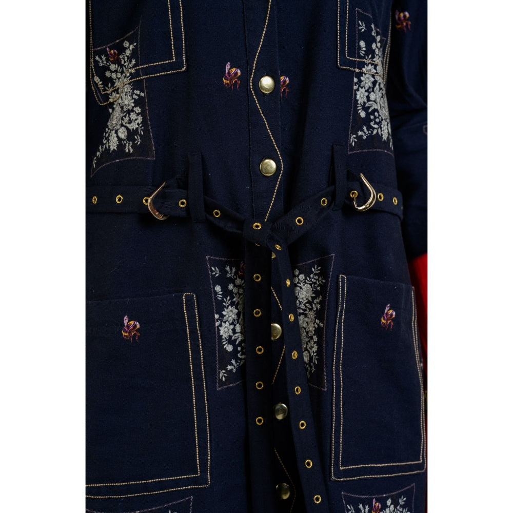 The Dramebaaz Company Midnight Charm Shirts Dress with Belt (Set of 2)