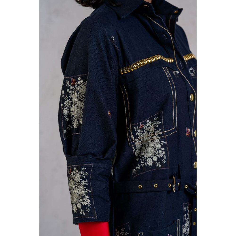 The Dramebaaz Company Midnight Charm Shirts Dress with Belt (Set of 2)