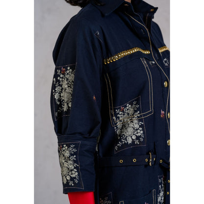 The Dramebaaz Company Midnight Charm Shirts Dress with Belt (Set of 2)