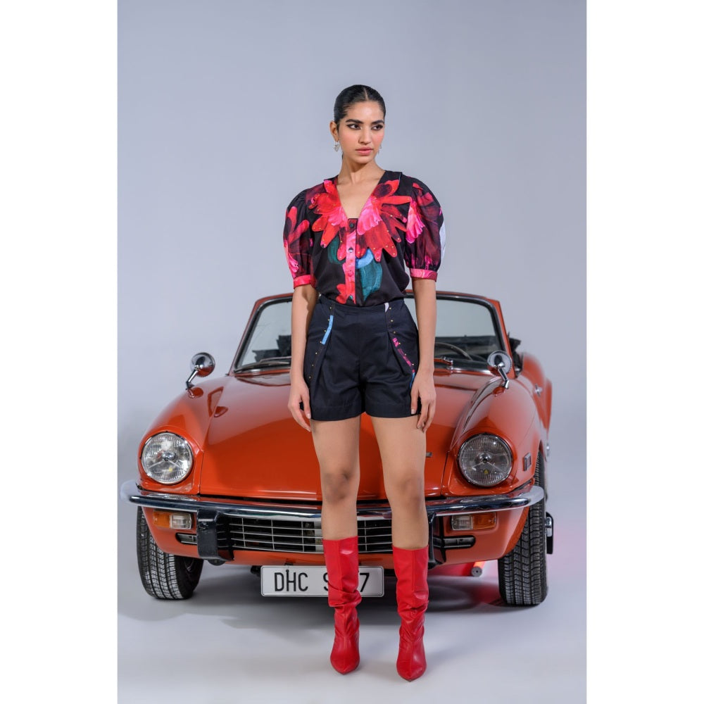 The Dramebaaz Company La-Vie-En-Rose' Top and Shorts (Set of 2)