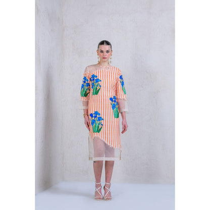 The Dramebaaz Company Zest-Zephyr Frayed Organza Dress