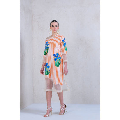 The Dramebaaz Company Zest-Zephyr Frayed Organza Dress