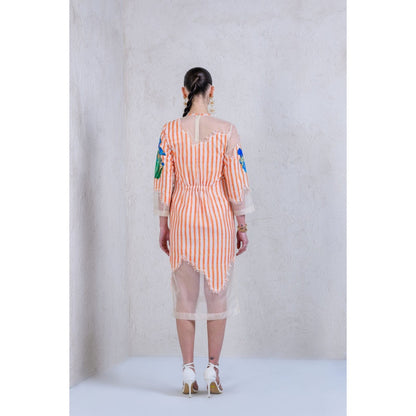 The Dramebaaz Company Zest-Zephyr Frayed Organza Dress