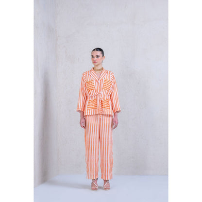 The Dramebaaz Company Collar Neck Meadow Co-Ord (Set of 2)