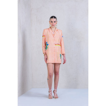 The Dramebaaz Company Sunset Streak Button Down Dress