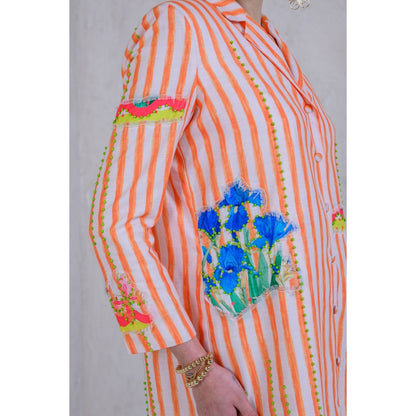 The Dramebaaz Company Sunset Streak Button Down Dress