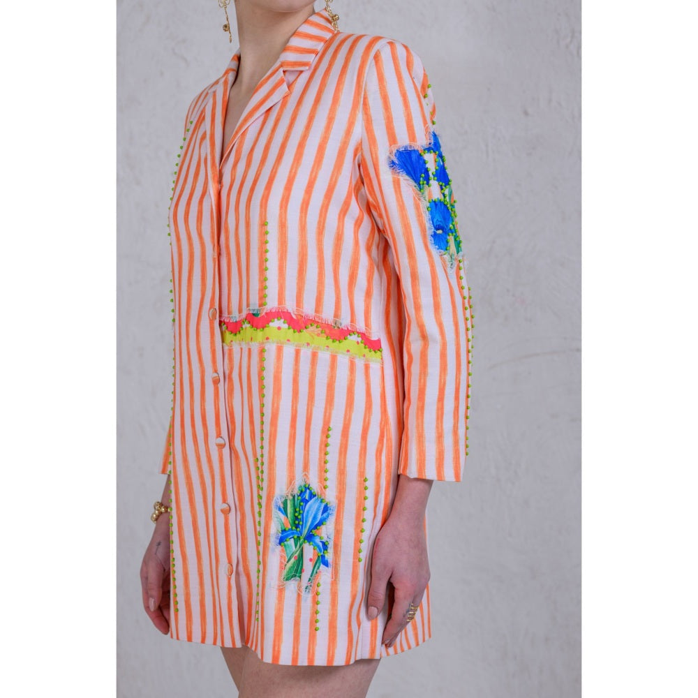 The Dramebaaz Company Sunset Streak Button Down Dress