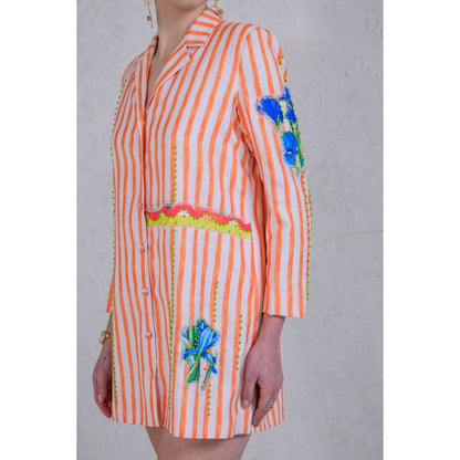 The Dramebaaz Company Sunset Streak Button Down Dress