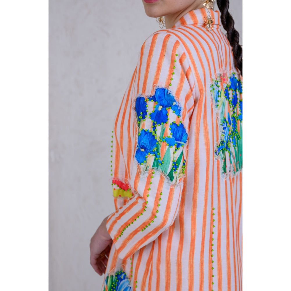 The Dramebaaz Company Sunset Streak Button Down Dress