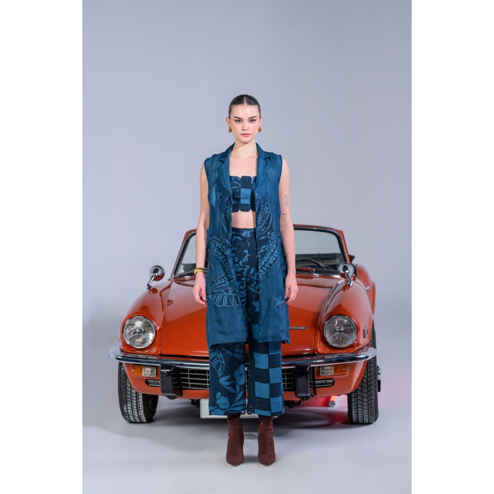 The Dramebaaz Company Nebula Organza Pant with Jacket and Bustier (Set of 3)