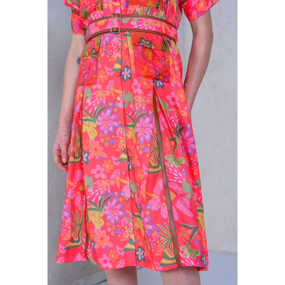 The Dramebaaz Company Prism Petal Shirt Dress with Belt (Set of 2)