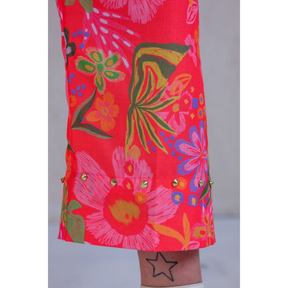 The Dramebaaz Company Pink Printed Wildflower Co-Ord (Set of 2)