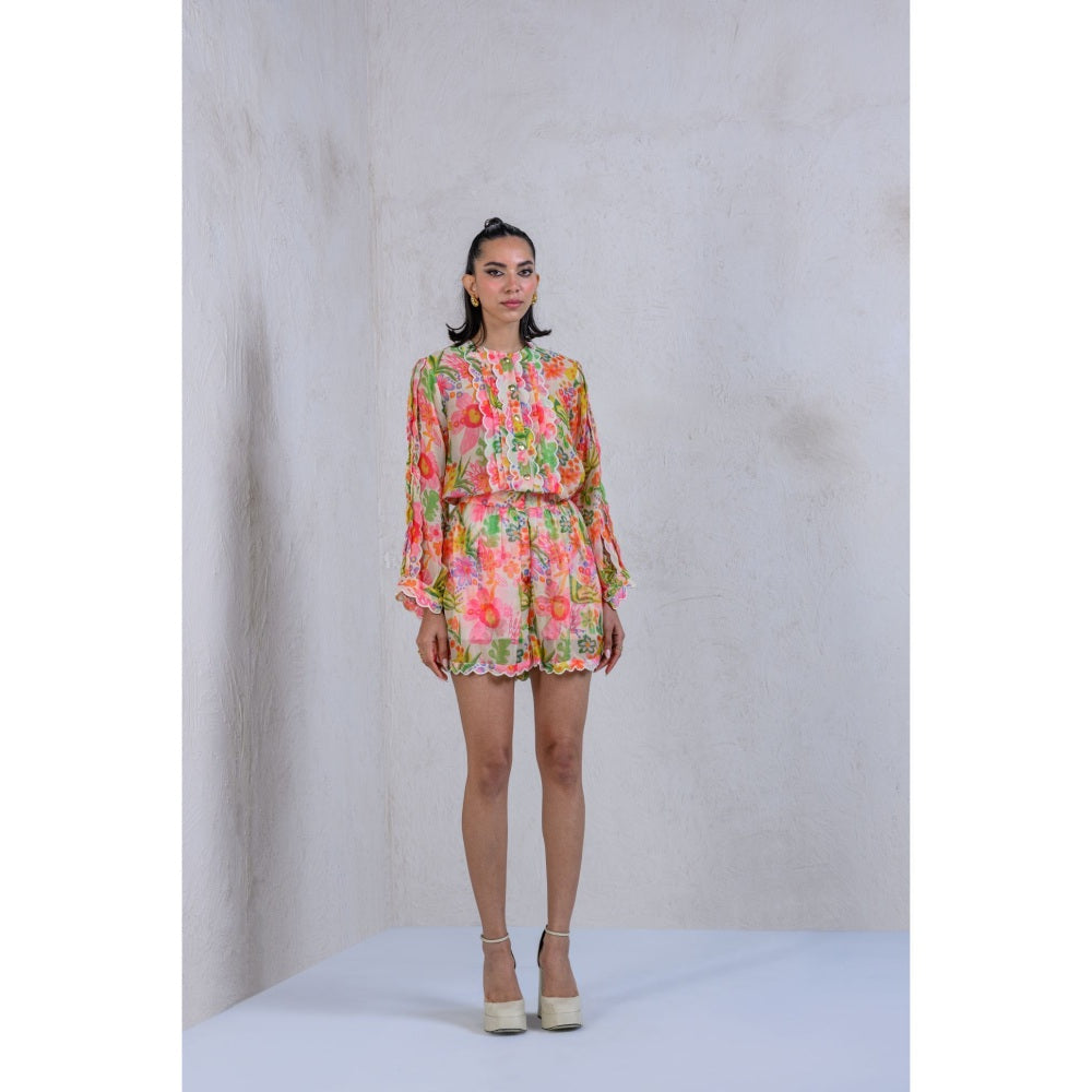 The Dramebaaz Company Floral Printed Whimsy Top with Shorts (Set of 2)