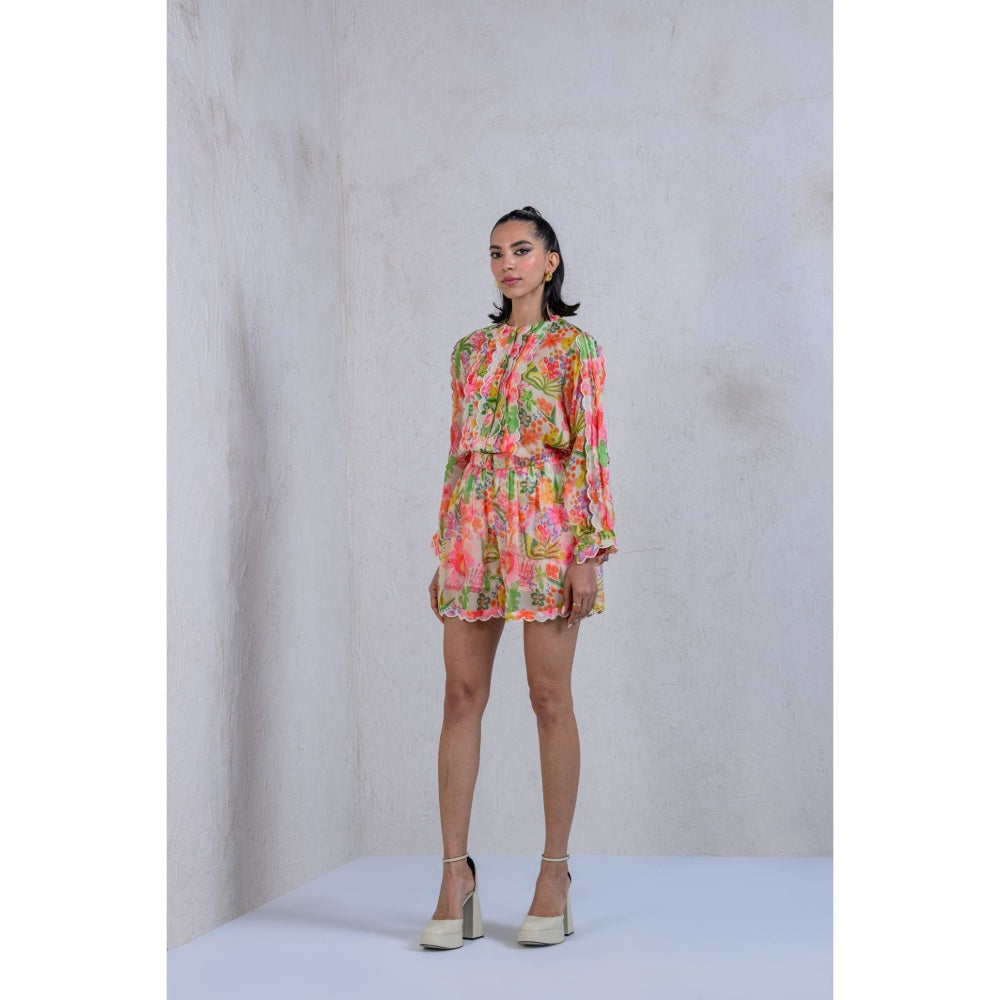 The Dramebaaz Company Floral Printed Whimsy Top with Shorts (Set of 2)