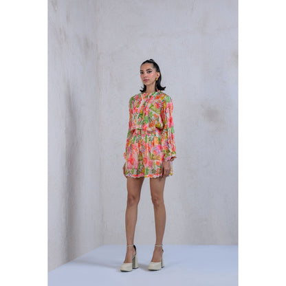 The Dramebaaz Company Floral Printed Whimsy Top with Shorts (Set of 2)