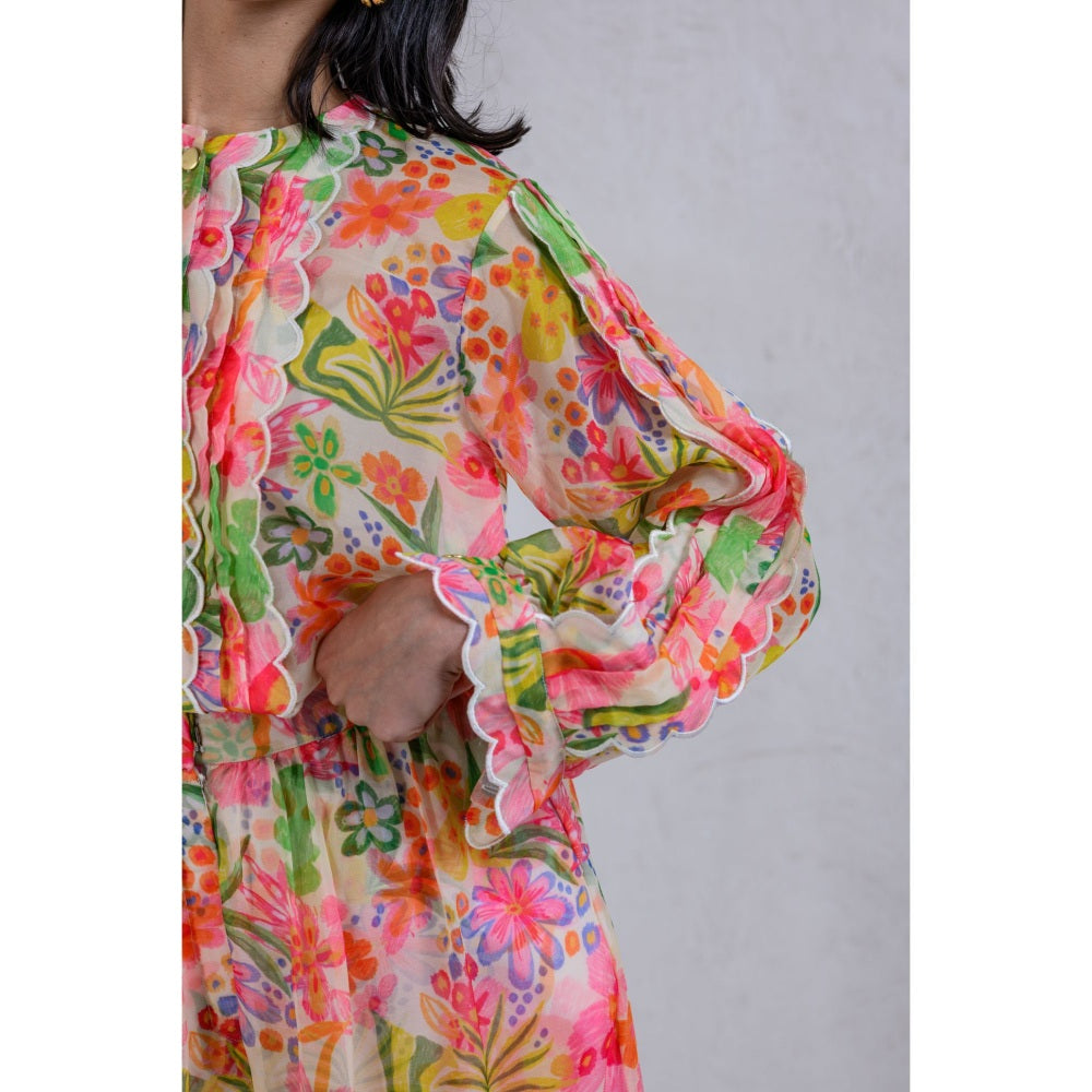 The Dramebaaz Company Floral Printed Whimsy Top with Shorts (Set of 2)