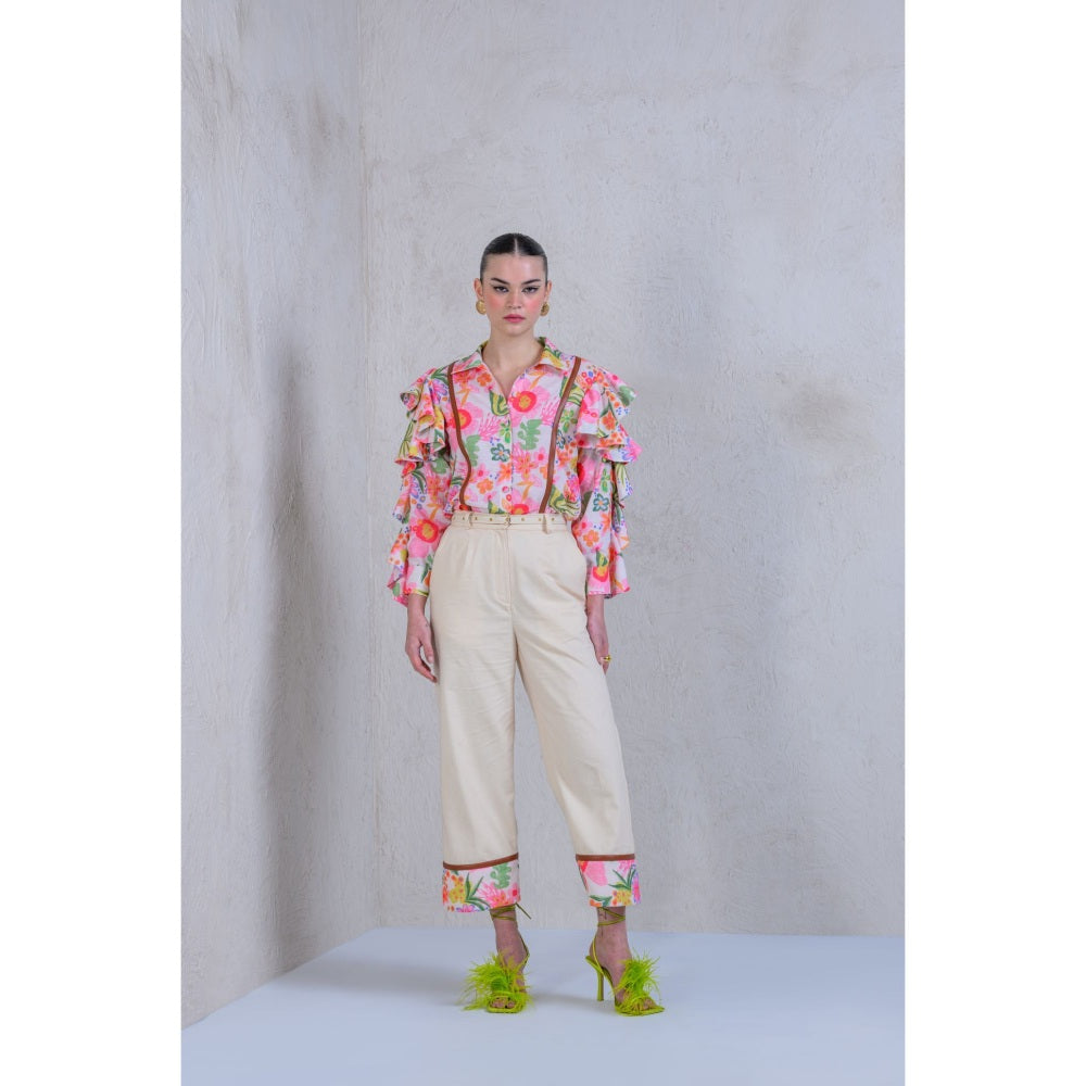 The Dramebaaz Company Floral Vintage Vines Pant and Shirt (Set of 2)