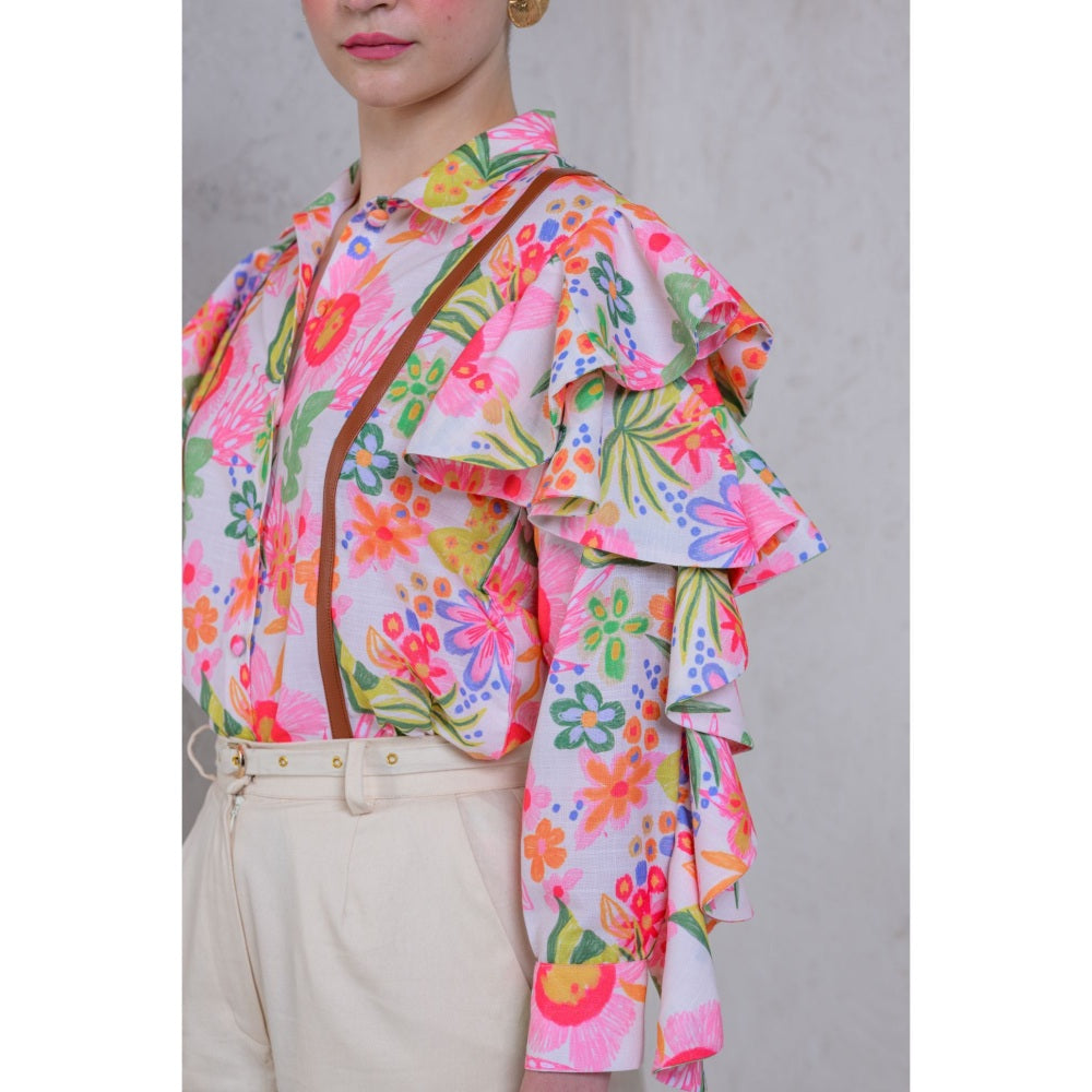 The Dramebaaz Company Floral Vintage Vines Pant and Shirt (Set of 2)