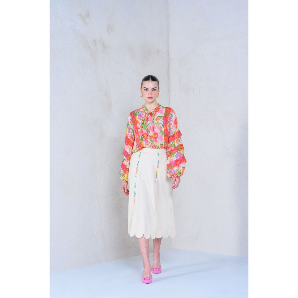 The Dramebaaz Company Botanical Magic Organaza Skirt with Top (Set of 2)