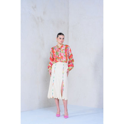 The Dramebaaz Company Botanical Magic Organaza Skirt with Top (Set of 2)