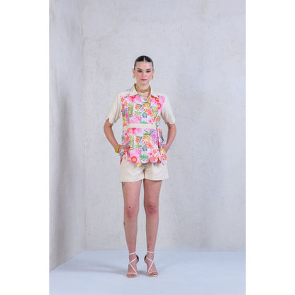 The Dramebaaz Company Floral Garden Glam Shorts with Top (Set of 2)