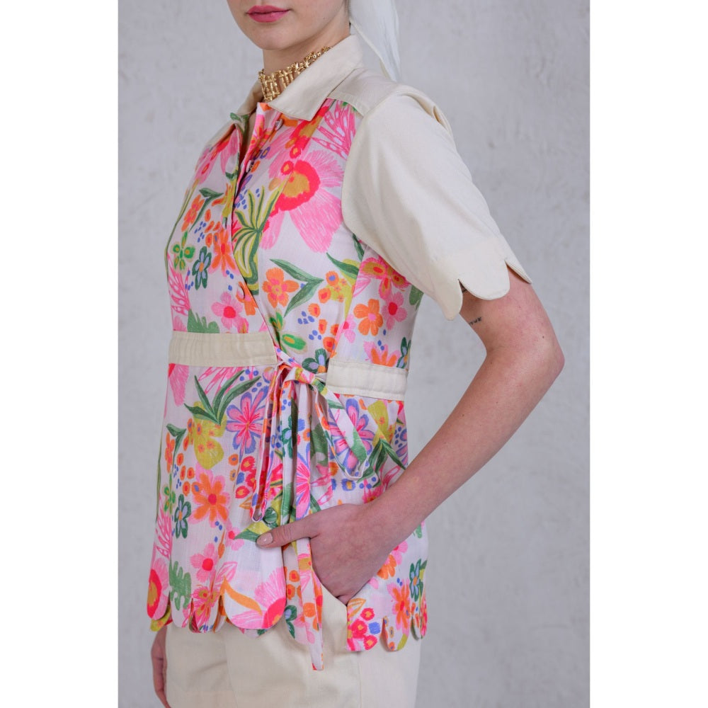 The Dramebaaz Company Floral Garden Glam Shorts with Top (Set of 2)