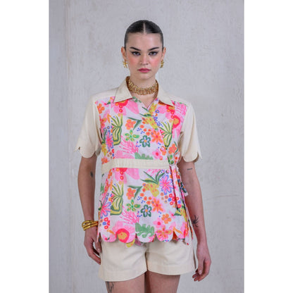 The Dramebaaz Company Floral Garden Glam Shorts with Top (Set of 2)