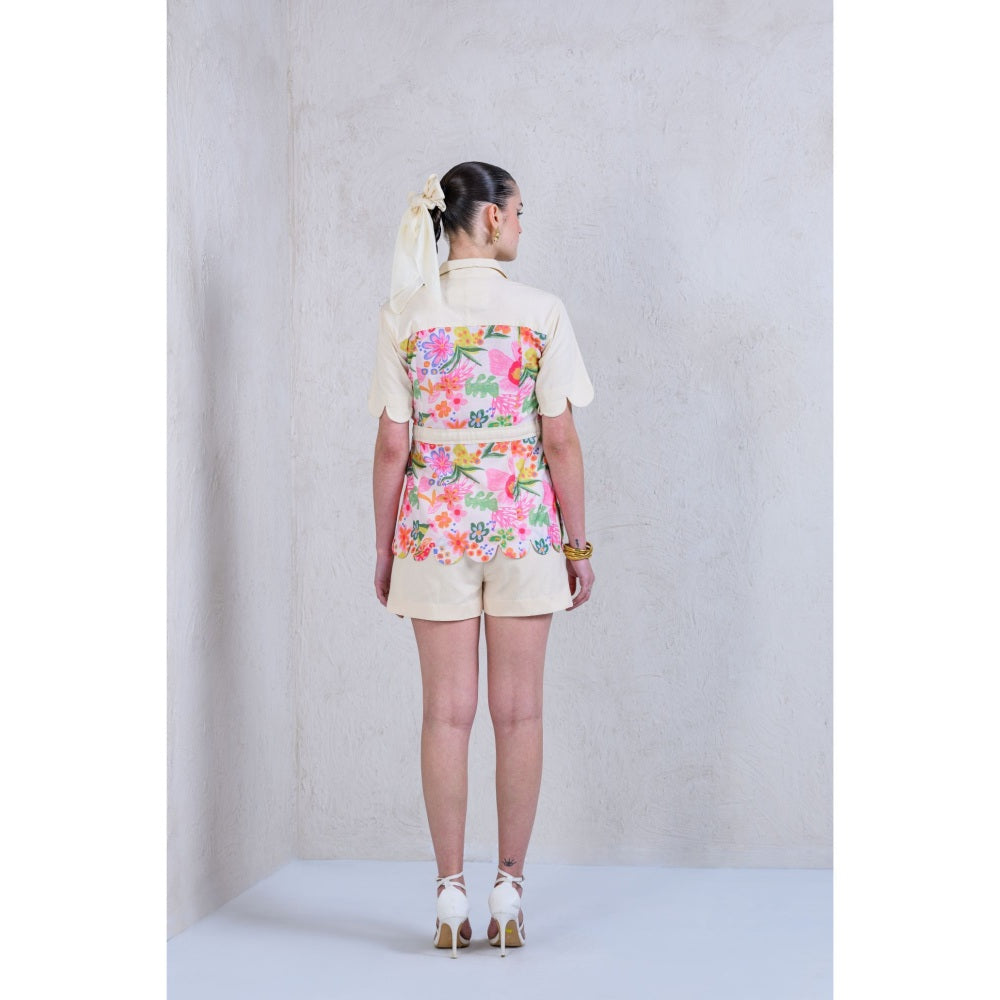 The Dramebaaz Company Floral Garden Glam Shorts with Top (Set of 2)