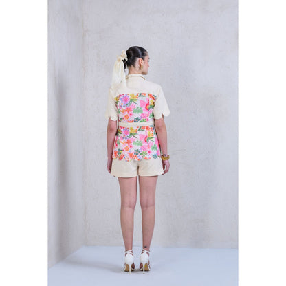 The Dramebaaz Company Floral Garden Glam Shorts with Top (Set of 2)
