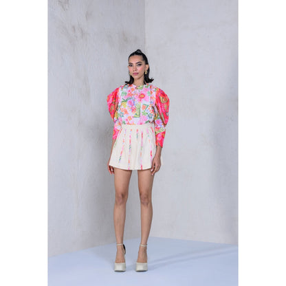 The Dramebaaz Company Floral Pixie Petals Skirt with Top (Set of 2)