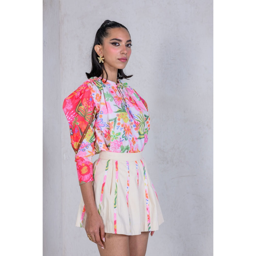 The Dramebaaz Company Floral Pixie Petals Skirt with Top (Set of 2)