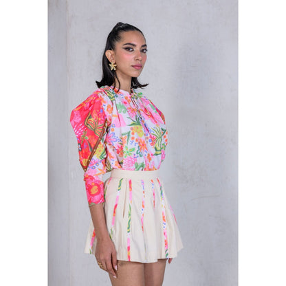 The Dramebaaz Company Floral Pixie Petals Skirt with Top (Set of 2)