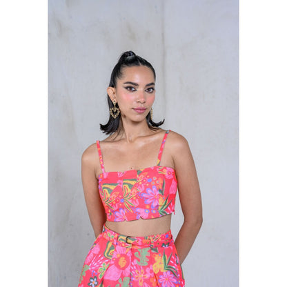 The Dramebaaz Company Blush Foxglove Shorts with Bustier (Set of 2)