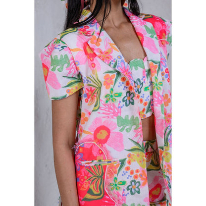 The Dramebaaz Company Moonlit Mimosa Blazer with Bustier and Shorts (Set of 3)