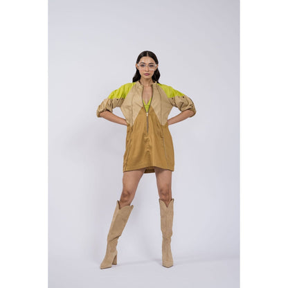 The Dramebaaz Company Brown Petunia Panel Dress