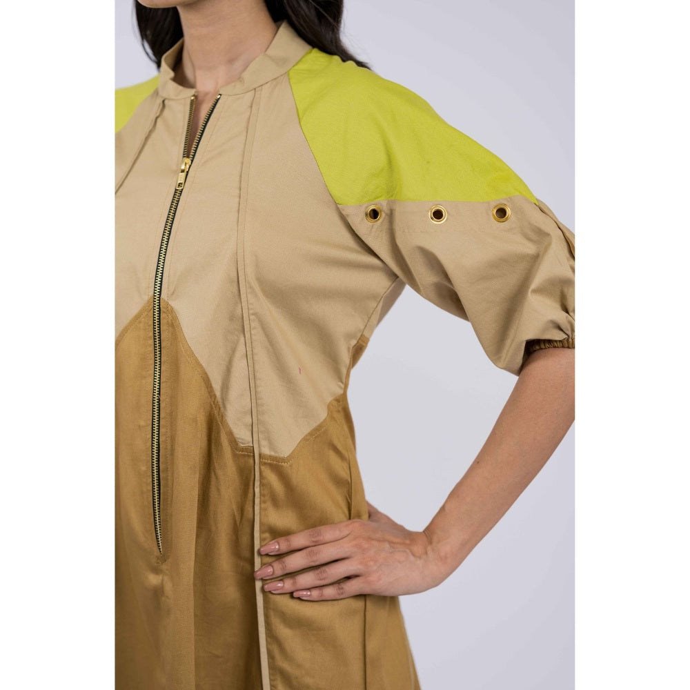 The Dramebaaz Company Brown Petunia Panel Dress